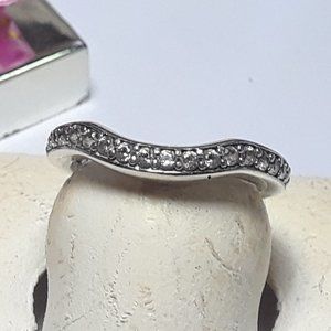 Estate .20ctw Rd CZ Tracer/Spacer Sterling Silver S-5 Anniversary Band Ring18557